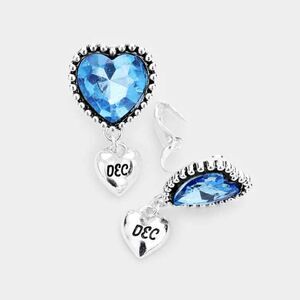 December  Birthstone Heart Dangle Clip On Earrings NWT